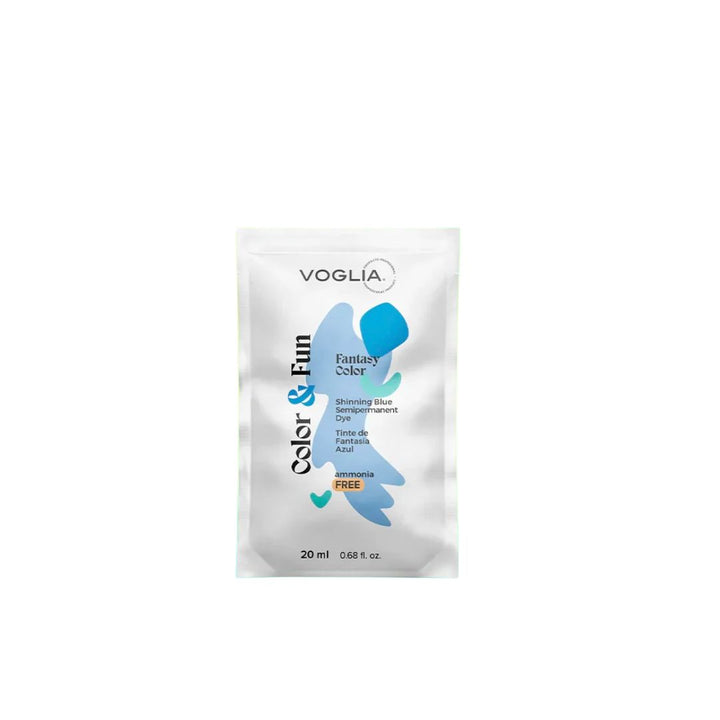 Voglia Color & Fun Shining Blue Fantasy Hair Dye Sachet – 20ml | Ammonia-Free Vibrant Blue Hair Color