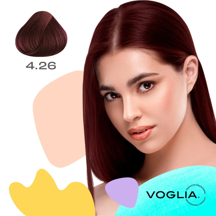 Voglia Alchemy 4.26 Medium Brown Iridescent Red Hair Dye – Cream Color with Gray Coverage (90ml)