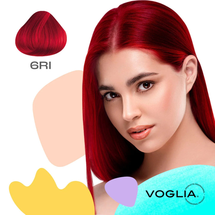 Intense red hair color result with vibrant shine