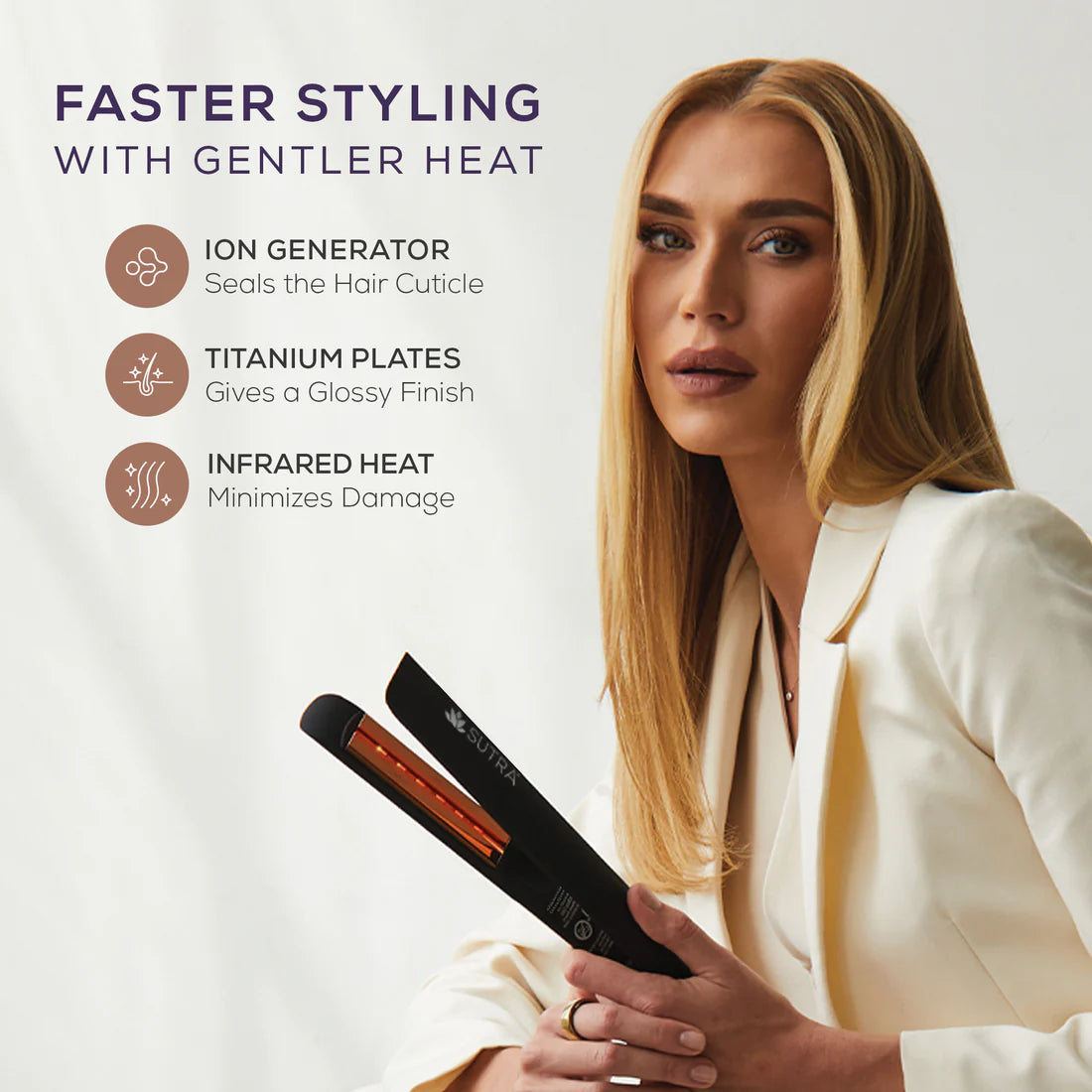Salon Quality 1.5 Inch Infrared Hair Straightener for All Hair Types