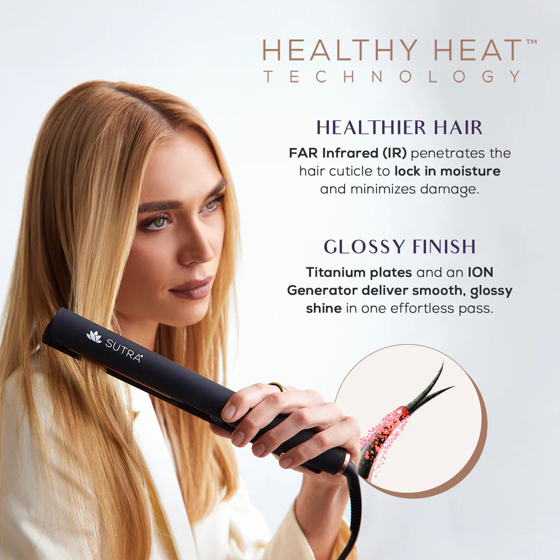 Rose Gold Titanium Floating Plates Flat Iron for Smooth Styling