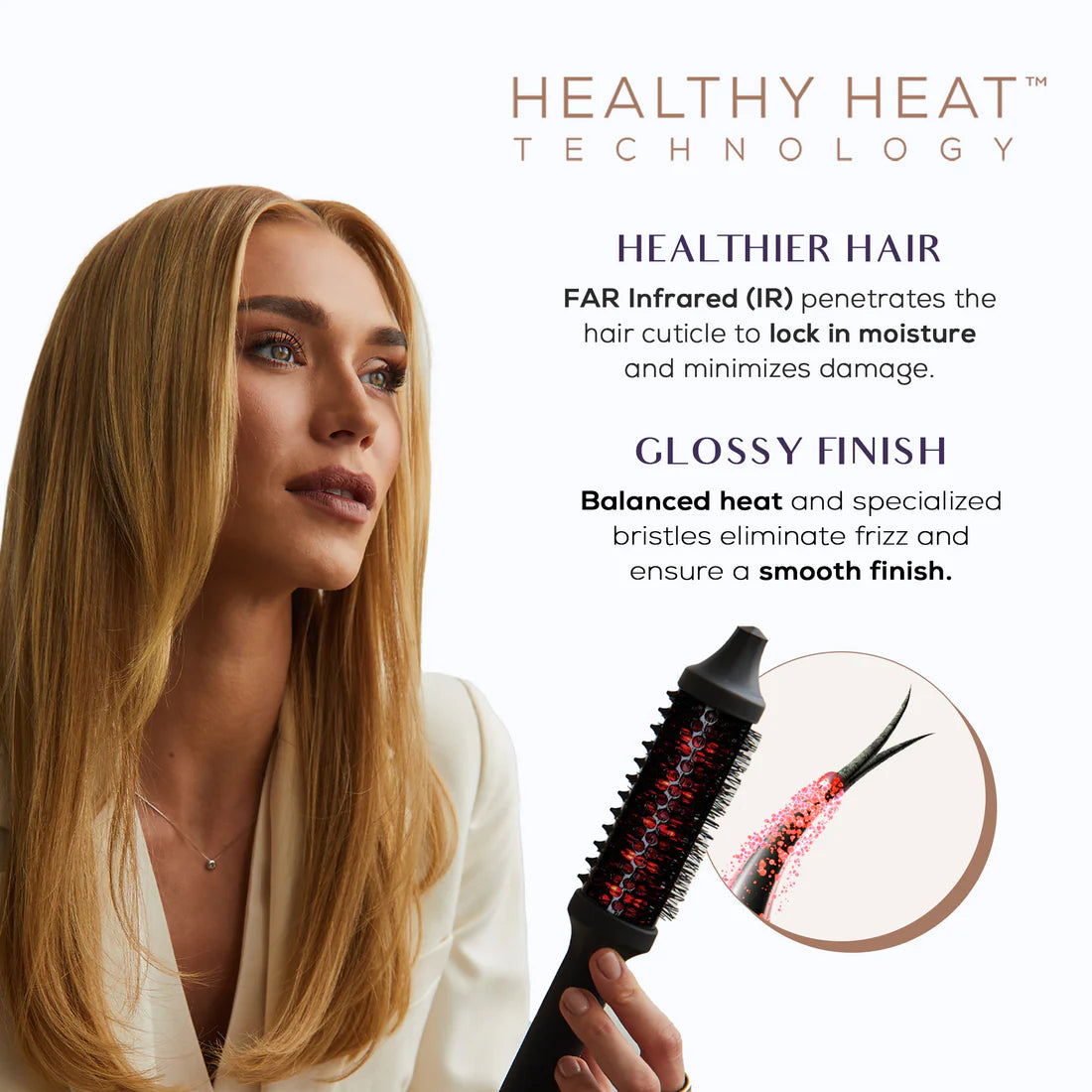 32MM Tourmaline Ceramic Barrel Thermal Brush for Smooth Styling