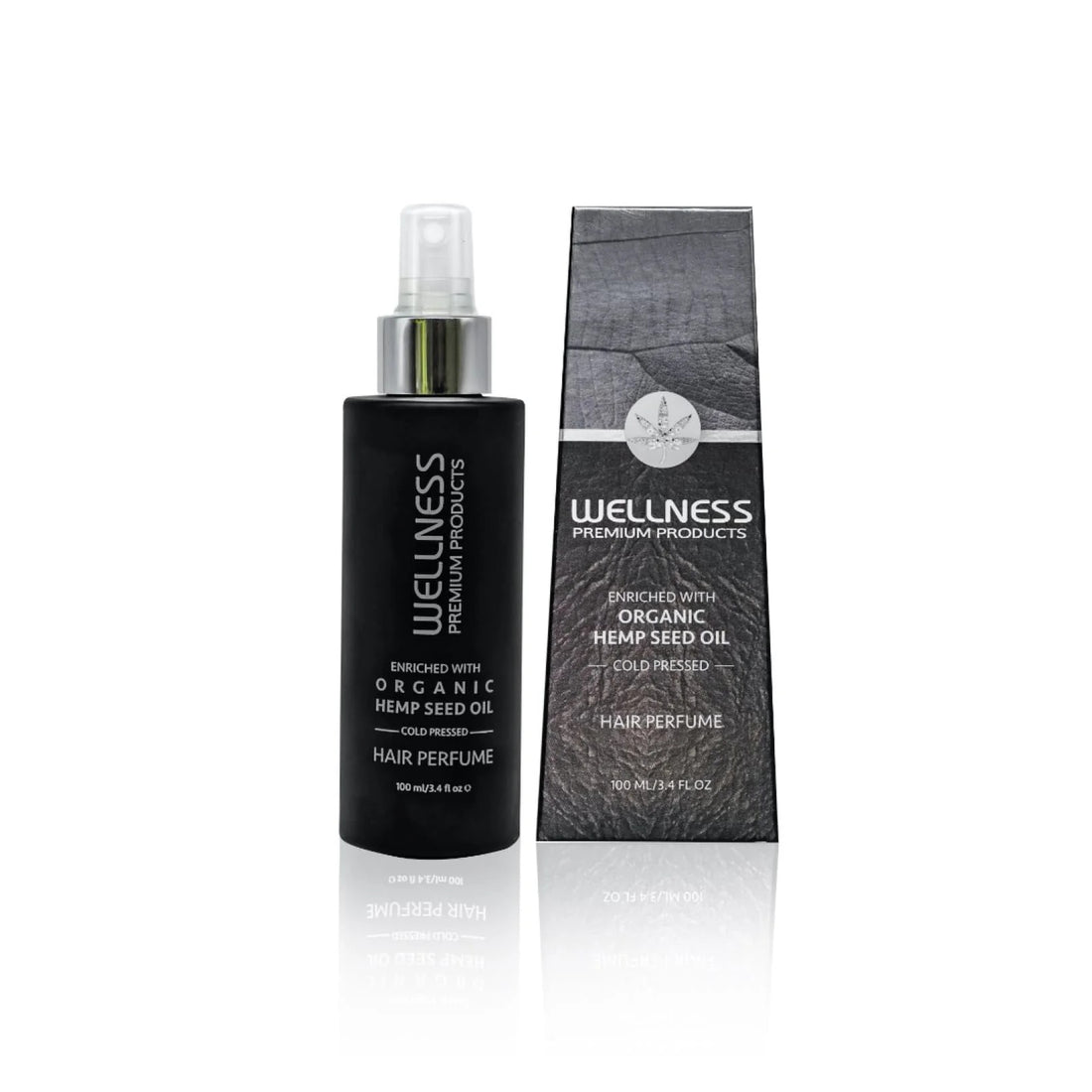 Hemp Infused Hair Perfume in 100ml Matte Black Glass Bottle