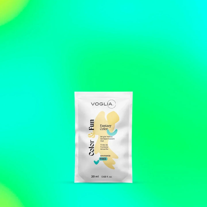 Color & Fun Yellow sachet with vibrant yellow background