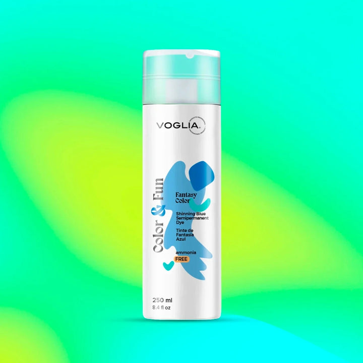 Applying Voglia Shining Blue Fantasy Dye for a bold blue look