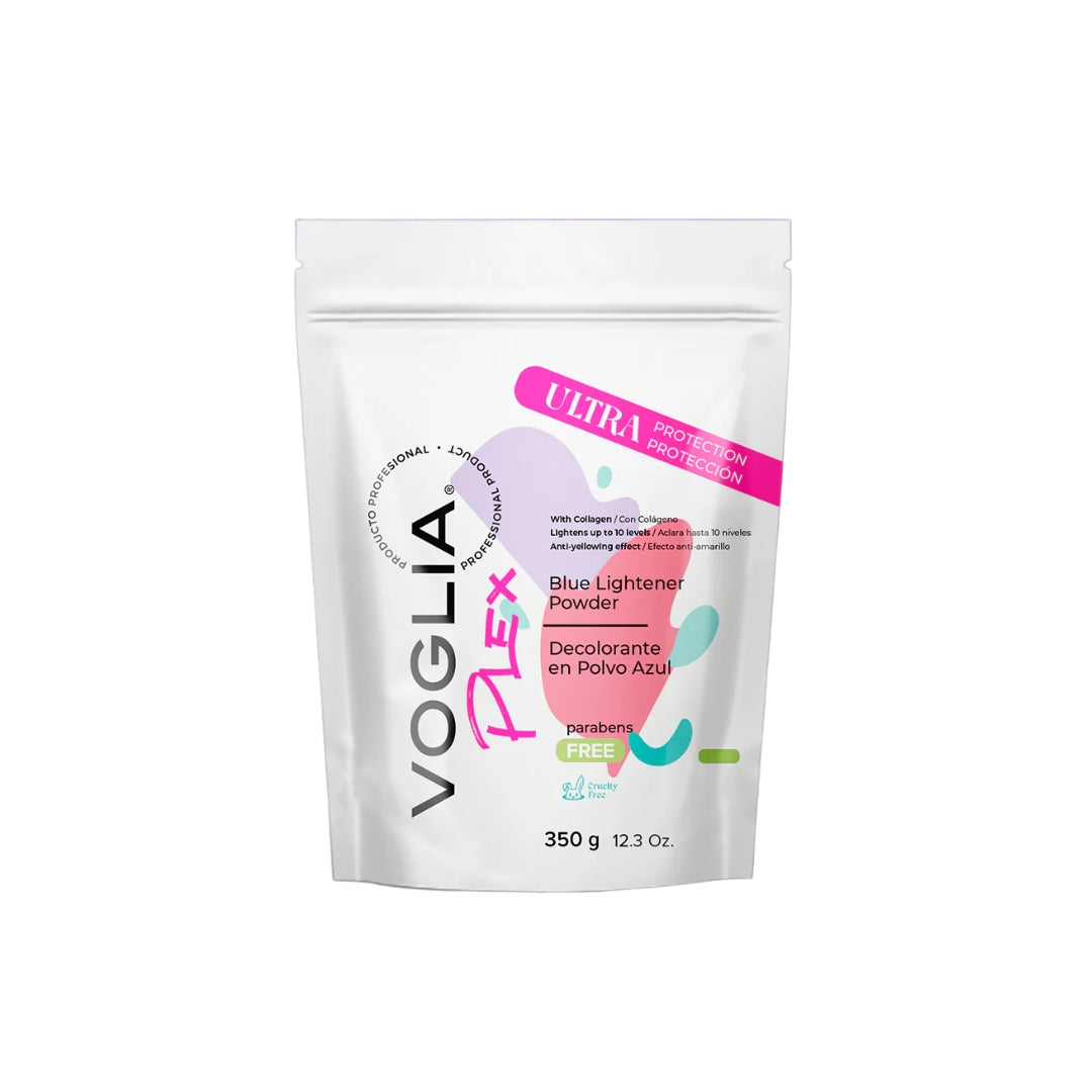 Voglia Plex Blue Powder Bleach Package – Front View